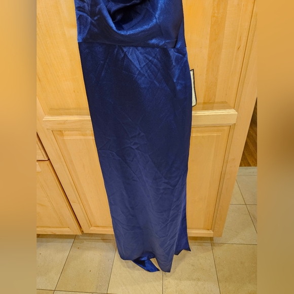 Aidan by Aidan Mattox Satin Cowl Neck Gown Women's 14 NWT Royal Sapphire - Picture 6 of 10